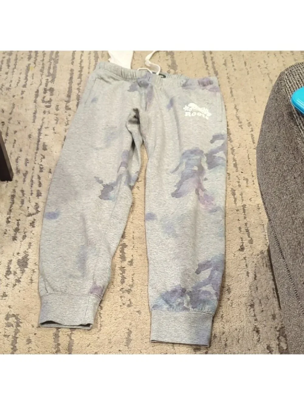 Roots Gray Track Pants With Abstract Purple Pattern